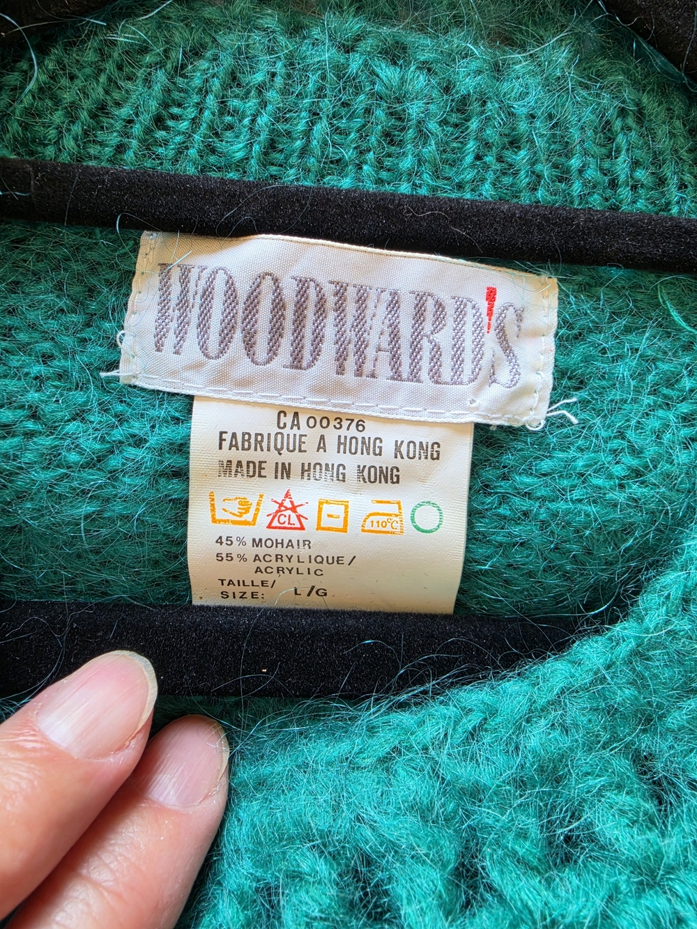 WOODWARD’S WOMEN’S OVERSIZED TEAL MOHAIR BLEND KNIT SWEATER L - Picture 3 of 5